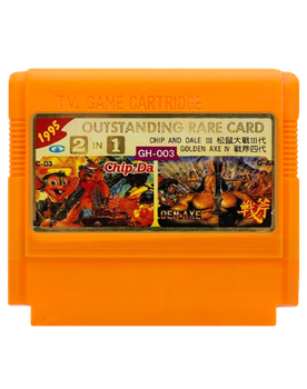 Сборник Игр RMC Famicom Dendy 2 in 1 Chip & Dale 3 (Heavy Barrel), Golden Axe IV (Astyanax) GH-003 90х TV Game Английская Версия Только Картридж Б/У