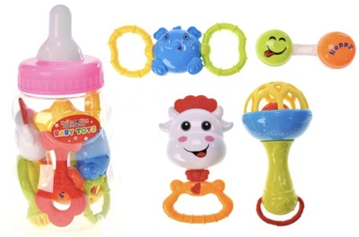 Набор погремушек в колбе, (РОЗОВЫЙ) huan le xing toys 997-64C