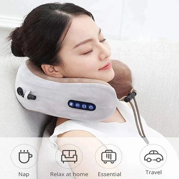 Массажная подушка для шеи U-shaped massage pillow для шеи и плеч ортопедическая с эффектом памяти