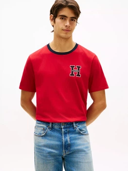 Футболка хлопковая длинная мужская Tommy Hilfiger 647166357 L Красная (1161536564)