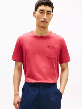Футболка бавовняна довга чоловіча Tommy Hilfiger 132582470 2XL Червона (1161542237)