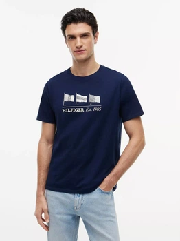 Футболка хлопковая длинная мужская Tommy Hilfiger 761775080 M Синяя (1161666666)