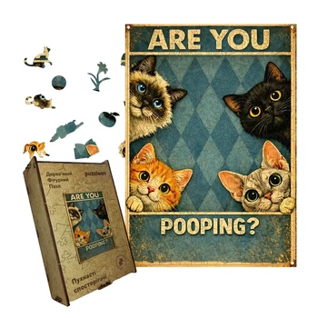 Дерев'яний фігурний пазл ARE YOU POOPING?, А2, Дерев'яна коробка 300+ елементів