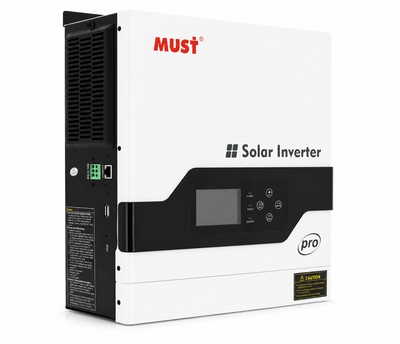 Гибридный инвертор MUST PV18-2012PRO, 2000W/1600W, 12V, ток заряда 80A, WiFI, RS485/CAN, 170-280V, MPPT (80А, 30-320 Vdc), 318х369х121 мм. 6.2 кг.