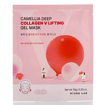 Гидрогелевая лифтинг-маска для контура лица ROUND LAB Camellia Deep Collagen V Lifting Gel Mask 1 шт - 35 мл