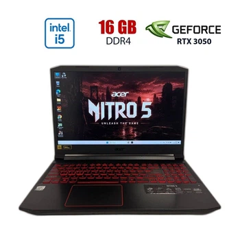 Игровой ноутбук Б-класс Acer Nitro 5 AN515-55 / 15.6" (1920x1080) IPS / Intel Core i5-10300H (4 (8) ядер по 2.50 - 4.5 GHz) / 16 GB DDR4 / 512 GB SSD / nVidia GeForce RTX 3050, 4 GB GDDR6, 128-bit / WebCam б/у