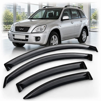 Дефлектори вікон вітровики для Chery Tiggo 2005-2010 Скотч 3M (AMC20505) Acrylic 4 шт