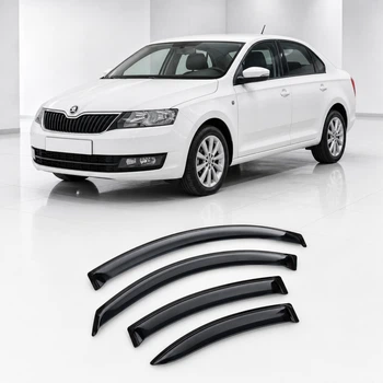 Дефлектори вікон вітровики для Skoda Rapid/Seat Toledo 2013 Скотч 3M (AMS21613) Acrylic 4 шт