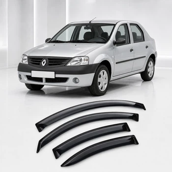 Дефлектори вікон вітровики для Renault Logan Sd 2005 Скотч 3M (AMR10605) Acrylic 4 шт