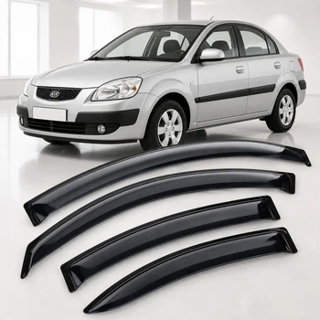 Дефлектори вікон вітровики для KIA Rio II Sd 2005/Pride Sd 2005-2009 Скотч 3M (AMK11005) Acrylic 4 шт