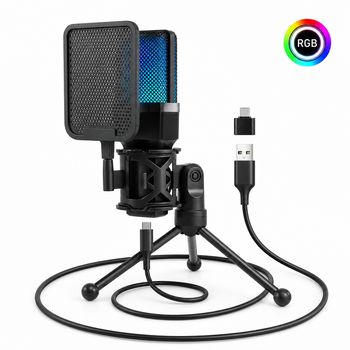 Игровой USB-микрофон X1S с RGB-подсветкой и настольным штативом