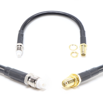 Пигтейл на кабель RG58 - 15 см / SMA female на панель, круглый 6.35 мм резьбовой - FME female / [PG0300]