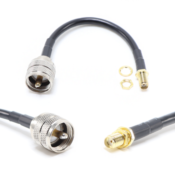 Пигтейл на кабель RG58 - 15 см / SMA female на панель, круглый 6.35 мм резьбовой - UHF male / [PG0262]