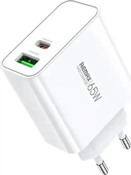 Мережевий зарядний пристрій Remax Kiddy Series 65W A + C Fast Charger RP-U125 (EU) White