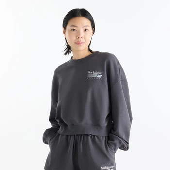 Женский черный свитшот New Balance Trackside French Terry Crew 38 (M) (WT62X7T4BLK)