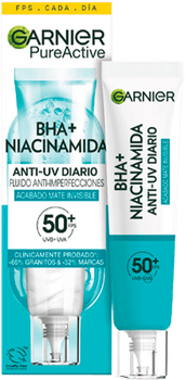 Fluid z filtrem do twarzy Garnier Pure Active BHA+ Niacinamide ochronny SPF 50+ 40 ml (3600542597807)