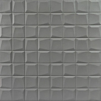 Интерьерные самоклеящиеся панели под кожу 600×600×6 мм, декоративные 3D панели для стен и мебели, темно-серые, квадрат