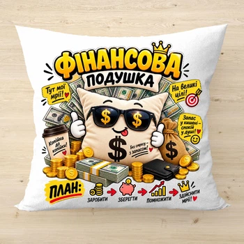 Подушка декоративна з принтом Фінансова Подушка на подарунок Білий плюш