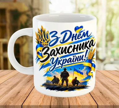 Кружка с надписью ко Дню Защитника Украины на подарок Белая керамическая 330 мл