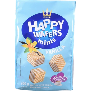 Вафлі Happy Wafers FLIS з начинкою ваніль 200 г И940