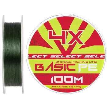Шнур Select Basic PE 100m (темно-зелений) #0.8/0.12mm 12lb/5.6kg