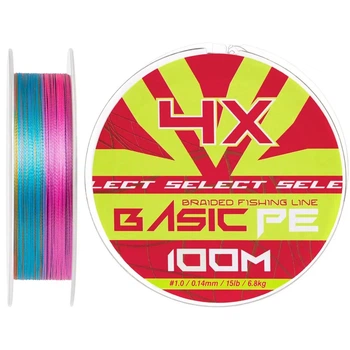 Шнур Select Basic PE 100m (різнокольоровий) #1.0/0.14mm 15lb/6.8kg