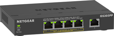 Комутатор Netgear GS305PP 5xGE (4xPoE) 83W (GS305PP-300EUS)