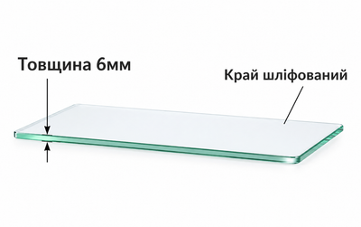 Полка для ванной стекло прозрачное 6мм 70х10см InMirror