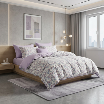 Комплект постельного белья Colorful Home с цветочным принтом лиловый, подарочная упаковка