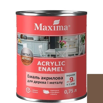 Емаль акрилова для дерева та металу Maxima 0,75 л горіх шовковисто-матова