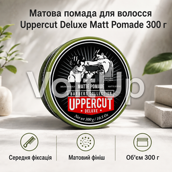 Помада Uppercut Deluxe Matt Pomade Barber Tin 300 г для укладки волосся з матовим ефектом