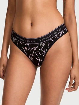 Трусики танга женские хлопковые Victoria's Secret 97433850 M Черные (1161723409)