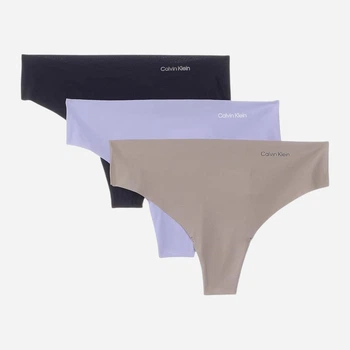 Набор трусиков танга женских Calvin Klein 782871723 XL 3 шт Черный/Синий/Серый (1161830662)
