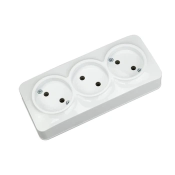Розетка накладна Horoz 3-а 16А 250V IP20 біла