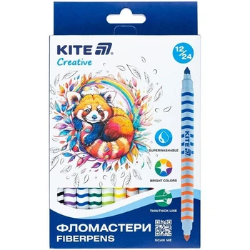 Фломастеры Kite K-1151 Creative двусторонние 12 штук 24 цвета для рисования