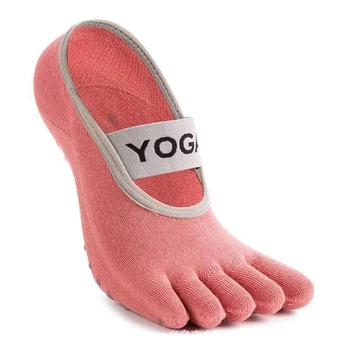 Шкарпетки SkyMove YOGA для йоги пілатесу фітнесу та танців антиковзкі рожеві розмір 36-40 з розділеними пальцями бавовна з поліестером у складі (SK-2135-P)