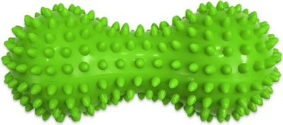 Подвійний масажний м'яч арахіс EasyFit Goober 16х6.5 см EF-1072-GN ролик-валик для МФР та йоги, м'ячик-масажер для спини, ніг, рук, шії і стоп з шипами жорсткий Зелений (56003150)