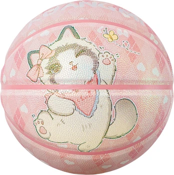 Мяч баскетбольный Kuangmi с котом Size 4 Розовый