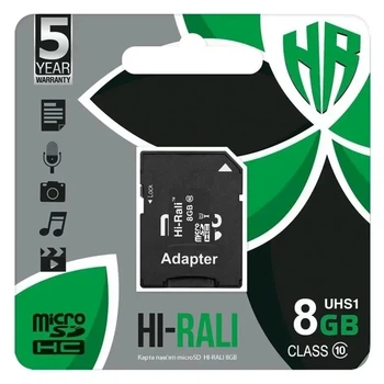Карта пам'яті HI-RALI MicroSDHC 8GB (Сlass 10) + SD адаптер