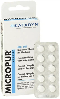 Таблетки для дезинфекции воды Katadyn Micropur Classic MC 1T silver 10 л без запаха для туризма