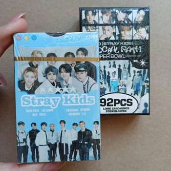 Ломо карти Стрей кідз (блакитні) Lomo cards Stray Kids Social Path Super bowl 60 карток +32 стікери 4644