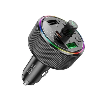 FM модулятор Hoco E82 Guerrero, Car Charger, 2xUSB-A, 1xType-C, PD30W, QC3.0, Сірий