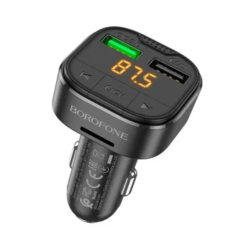 FM модулятор Borofone BC43 Flash, Car Charger, QC3.0, Чорний