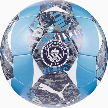 Мяч футбольный Puma MCFC Prematch Ball серый, голубой Уни 5