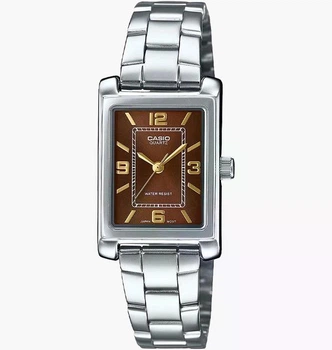 Женские часы Casio LTP-1234DD-5A коричневые 30 м
