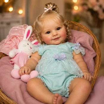 Реалістична лялька Reborn Baby Doll Millie 50 см — вініл-силіконова дівчинка з кучерявим волоссям та аксесуарами (RB082)