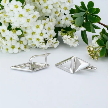 Серьги из медицинского золота Белое Золото Стрела - Xuping, 28×13 мм, 4.3 г, арт. 59199