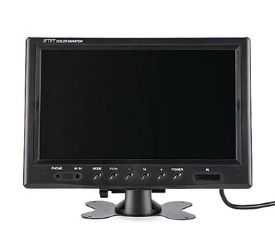 Автомобильный монитор 9" для камеры заднего вида TFT LCD дисплей экран для авто парковочный 2AV PAL NTSC 12V с пультом кронштейном и рамкой подголовника
