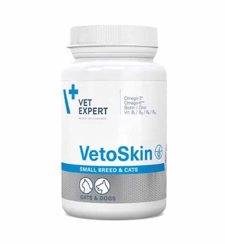 Харчова добавка для котів і собак Vet Expert VetoSkin Small breed&cat (для шкіри та вовни) - 60 кап