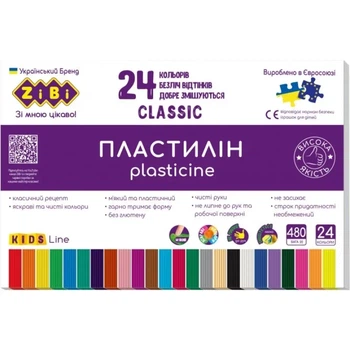 Пластилин ZiBi CLASSIC KIDS Line ZB.6236 24 цвета 480 г